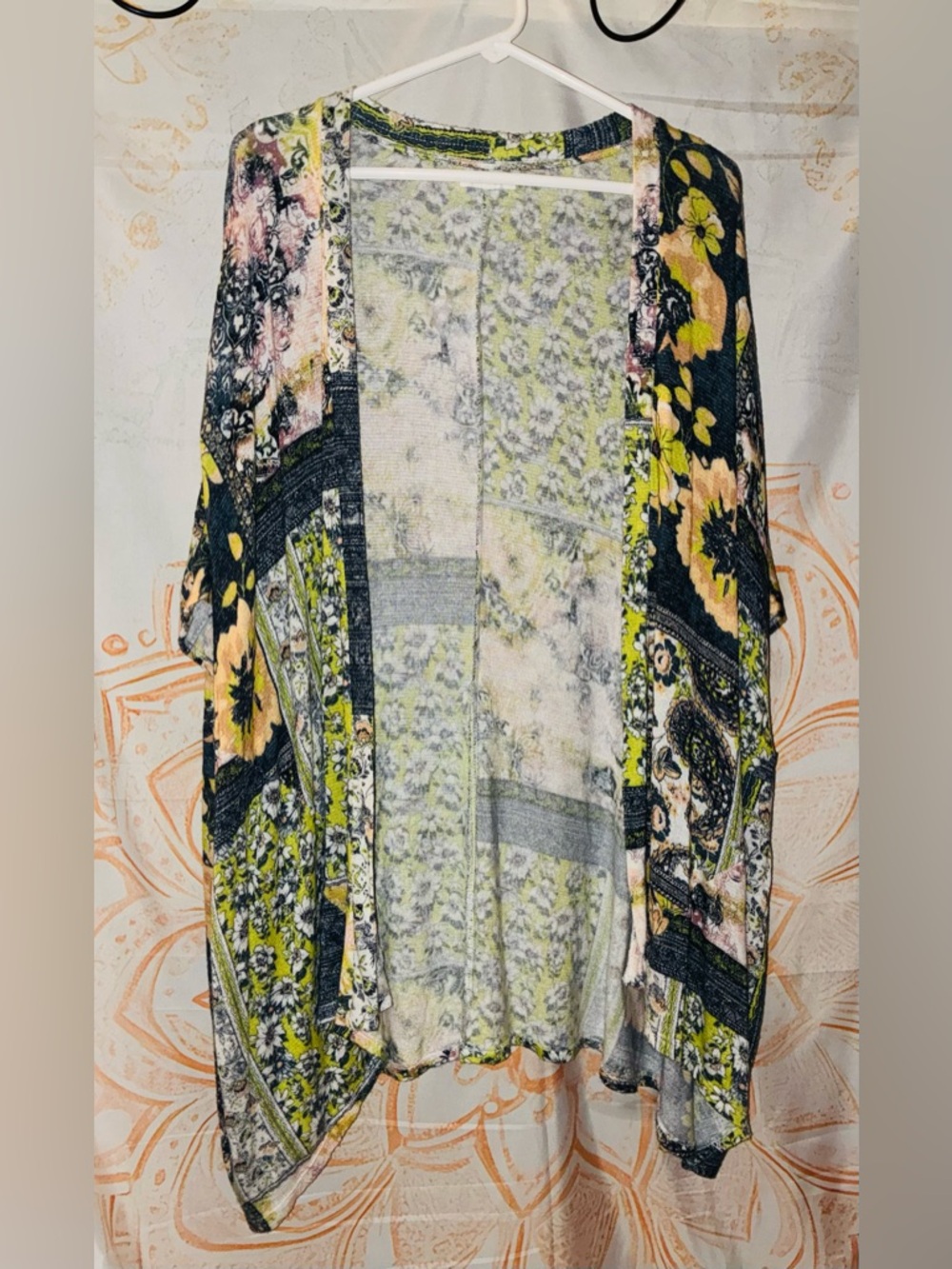 all in motion White Long Sleeve Tee w/ Colorful Floral Kimono - Picture 4 of 8